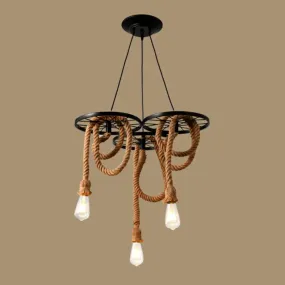 Black Metal Wheel Chandelier with Open Bulb Design - Perfect for Dining Room Lighting