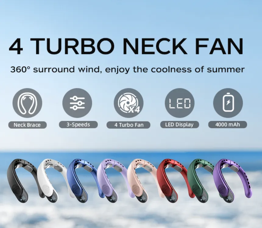 Bladeless 4 Turbo Portable Neck Fan USB Rechargeable Fan 360° Cooling Airflow | S8