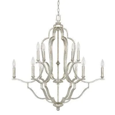 BLAIR 10 LIGHT CHANDELIER, ANTIQUE SILVER