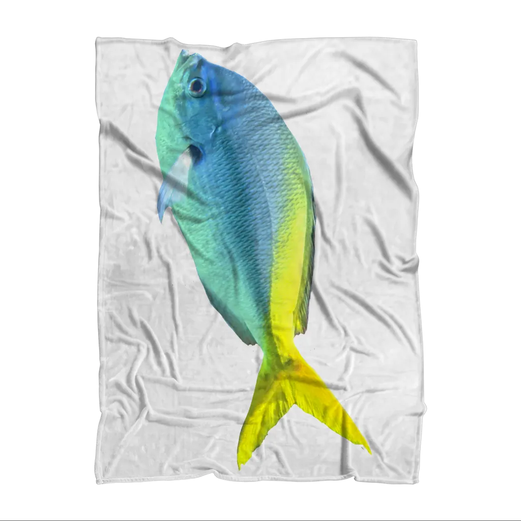 Blue Yellow Fish Sublimation Throw Blanket