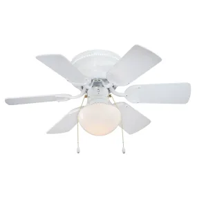 Boston Harbor CF-78108 Ceiling Fan, 6-Blade, White Housing, 30 in Sweep, MDF Blade, 3-Speed