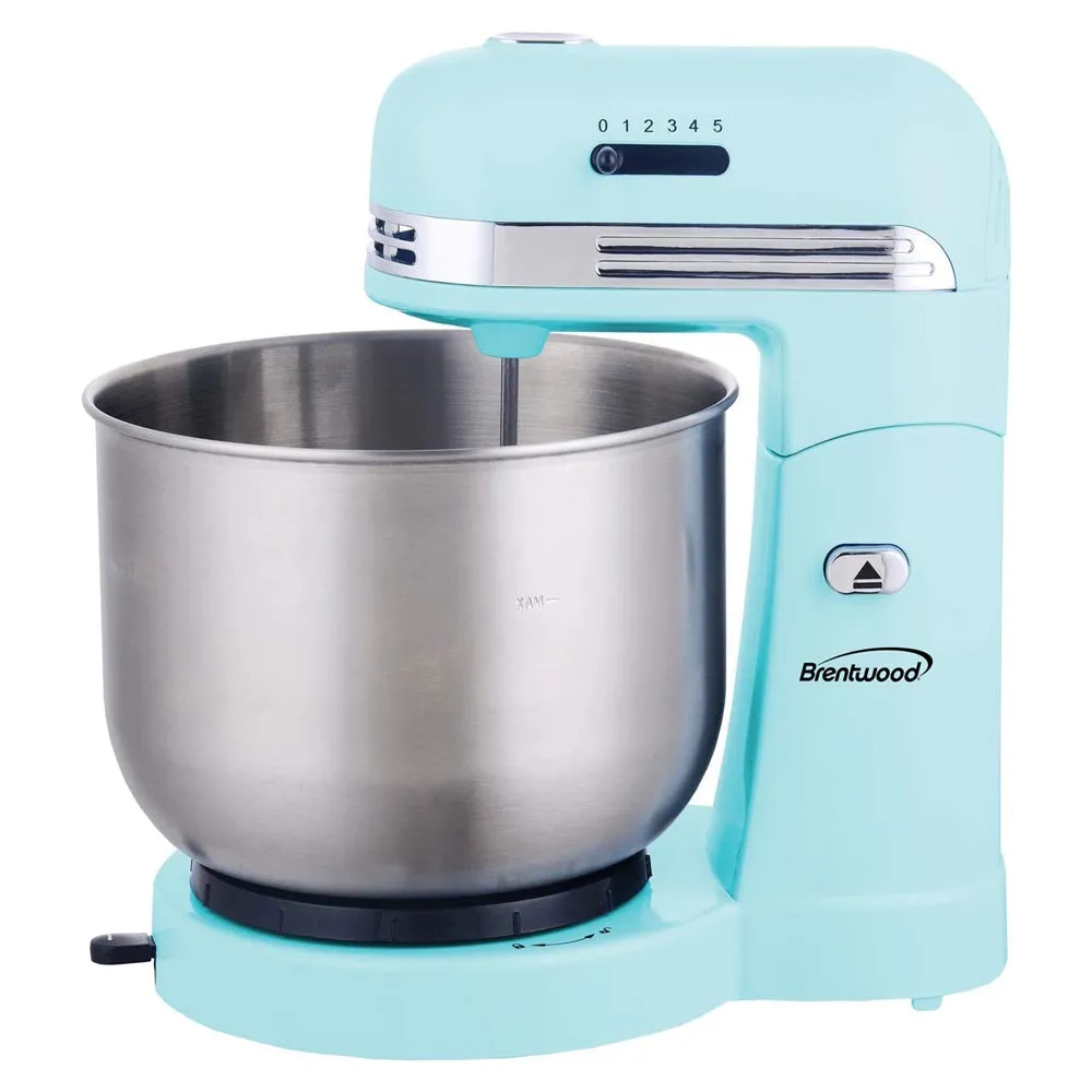 Brentwood SM-1162BL 250 Watt 5 Speed 3.5 Quart Baking Stand Mixer, Blue (Used)