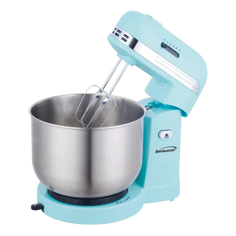 Brentwood SM-1162BL 250 Watt 5 Speed 3.5 Quart Baking Stand Mixer, Blue (Used)