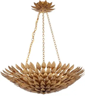 BROCHE 6 LIGHT CHANDELIER, ANTIQUE GOLD