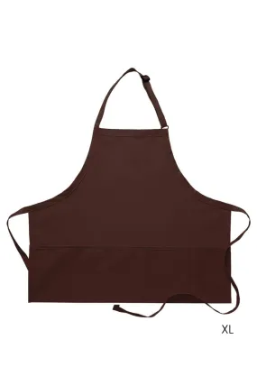 Brown Deluxe Bib XL Adjustable Apron (3 Pockets)