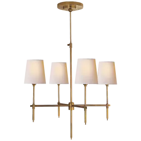 Bryant Small Chandelier in Hand-Rubbed Antique Brass with Natural Paper Shades