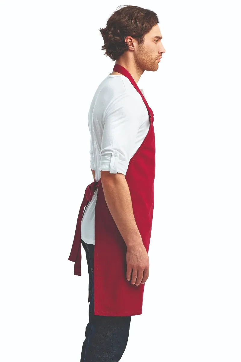 Burgundy "Calibre" Heavy Cotton Canvas Adjustable Bib Apron (No Pockets)