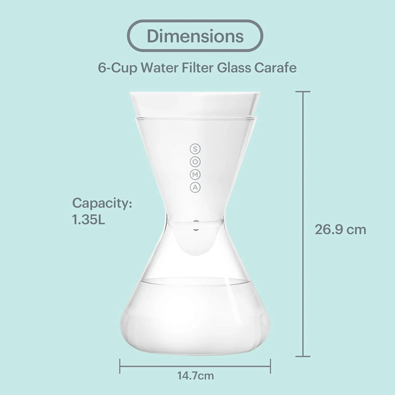 CARAFE-GLASS/WATER FILTER SOMA 3193