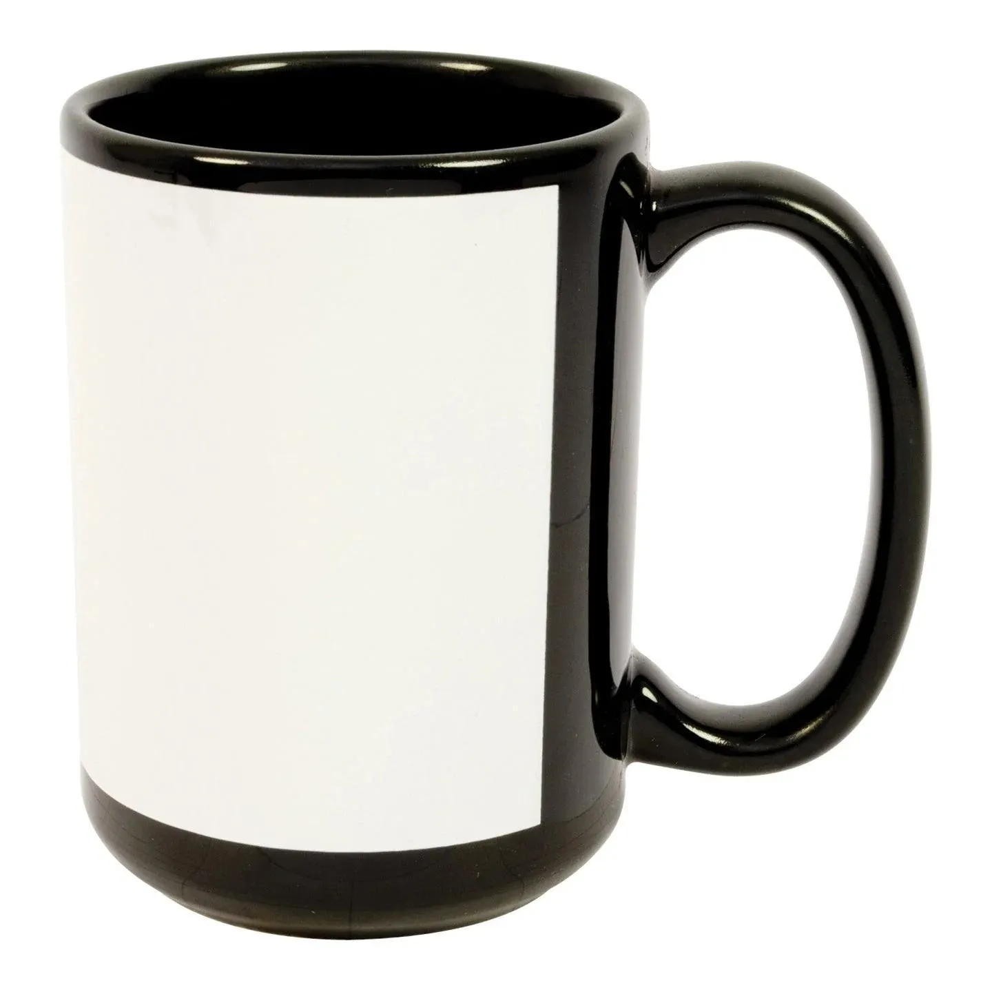 Ceramic Black Mug with White Patch for Custom Print - 15 Oz