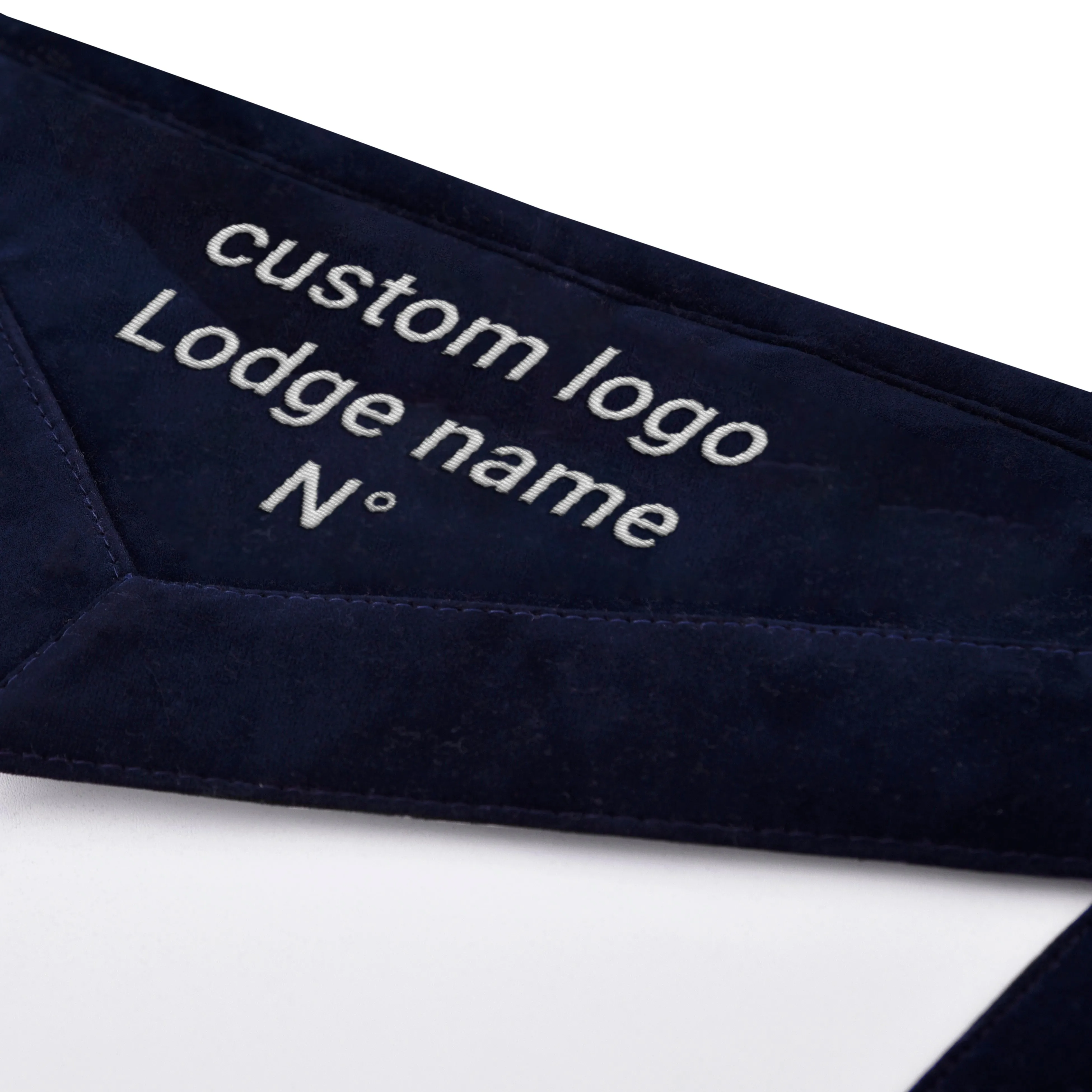 Chaplain Blue Lodge Officer Apron - Navy Velvet With Silver Embroidery Thread