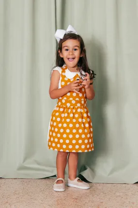 Child's Gidget Apron Mustard Polka Dot