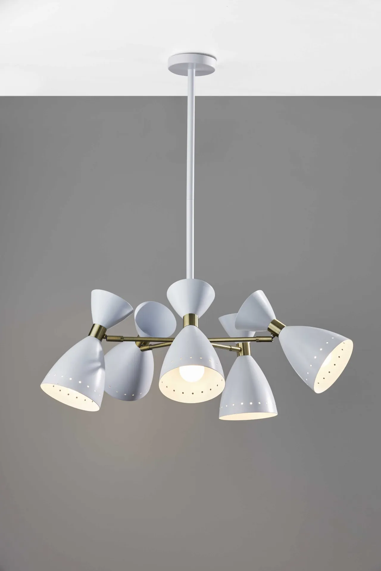 Cinco Diabolo Adjustable White Metal Pendant Mid Century Modern Luxury Light Fixtures