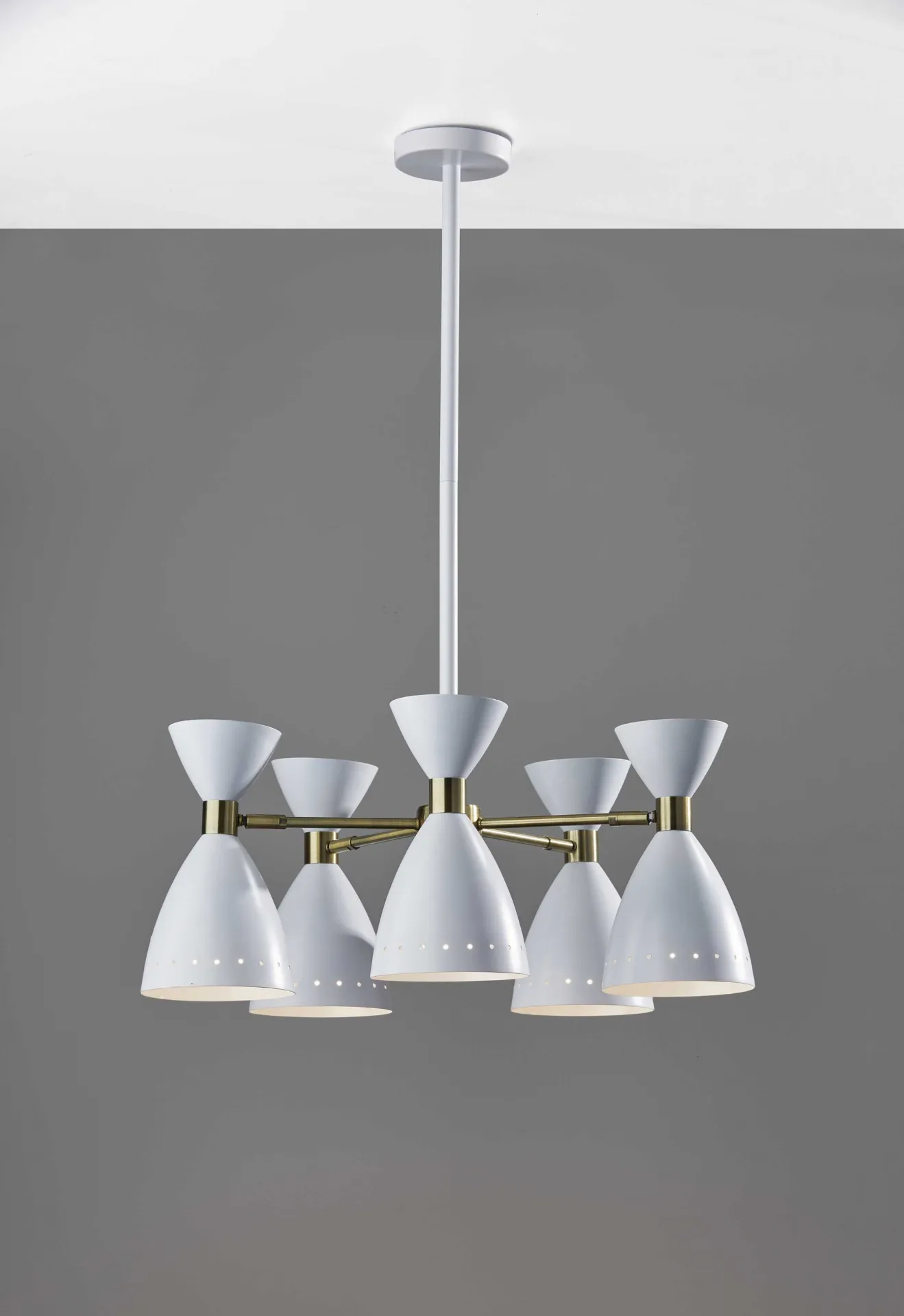 Cinco Diabolo Adjustable White Metal Pendant Mid Century Modern Luxury Light Fixtures