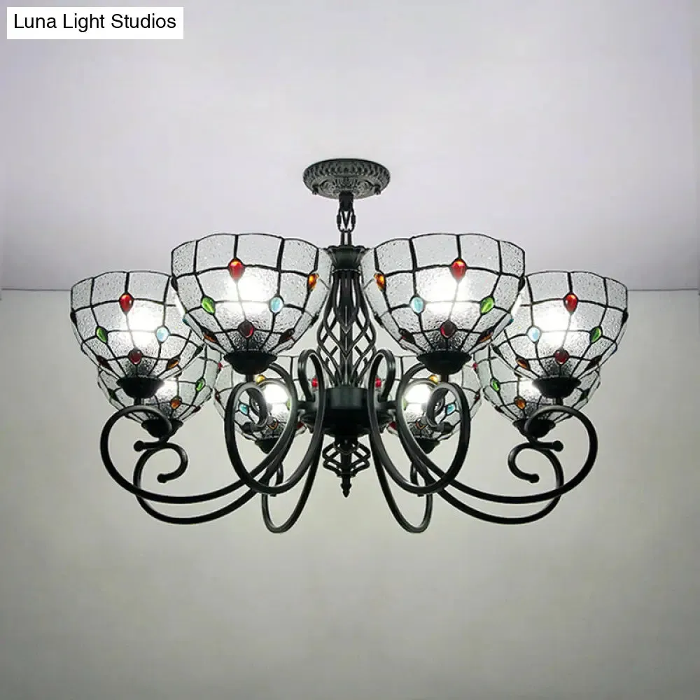 Clear Glass Tiffany Style Multi Light Bowl Chandelier Ceiling Fixture