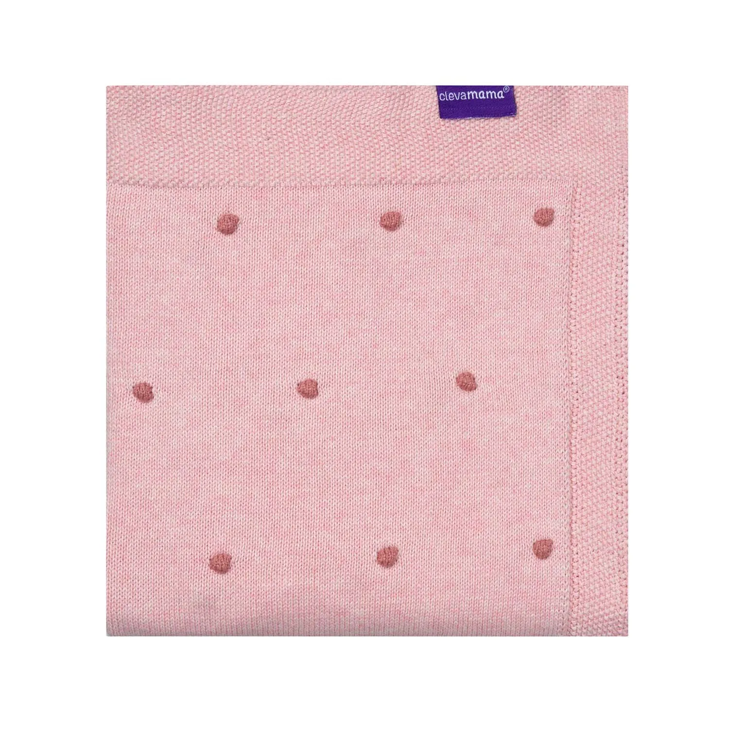 Clevamama Knitted Pom Pom Baby Blanket Organic Cotton 80X100Cm (Pink)