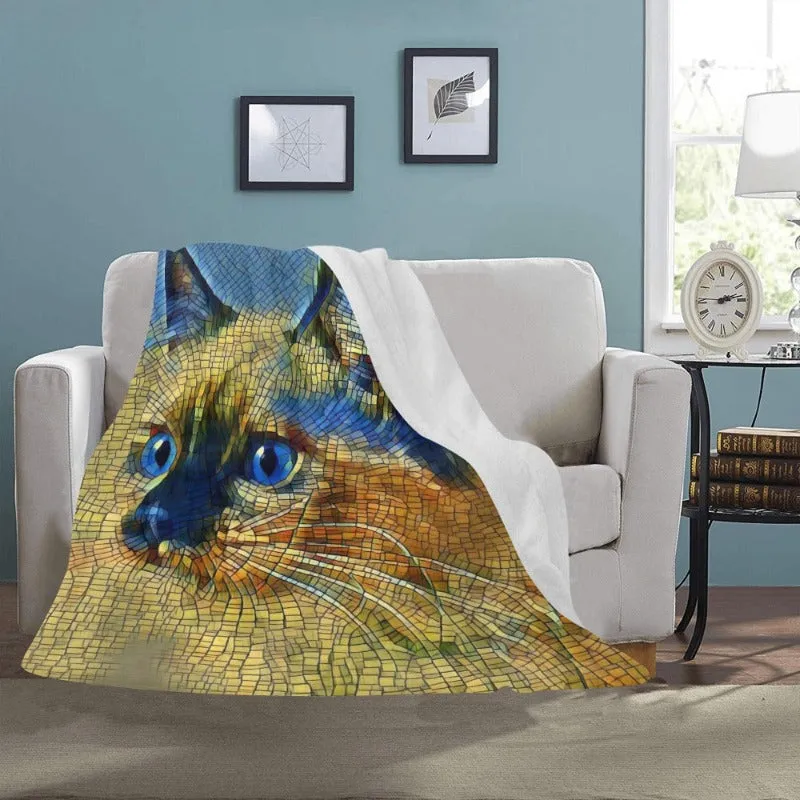 Colorful Cat Fleece Blanket