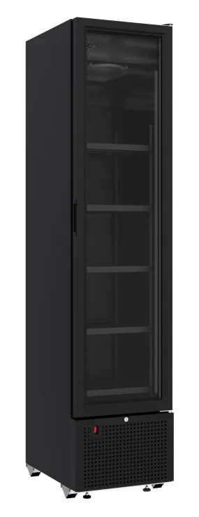 Combisteel Single Door Slimline Bottle Fridge Merchandiser Black 348 Litre - 7464.0210