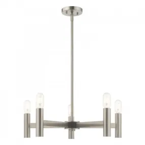 COPENHAGEN 5 LIGHT CHANDELIER, BRUSHED NICKEL