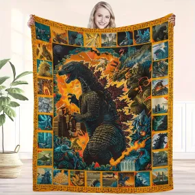 Cozy Monster-Themed Flannel Throw Blanket - Soft, Warm, and Versatile for Couch, Bed, Office, and Travel - Perfect Gift Idea