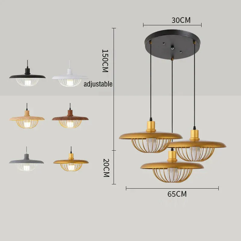 Creative Wood-colored Flying Saucer Chandeliers