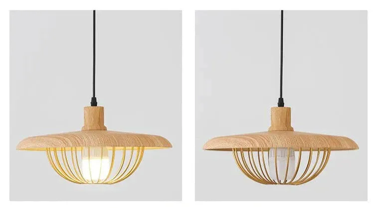 Creative Wood-colored Flying Saucer Chandeliers