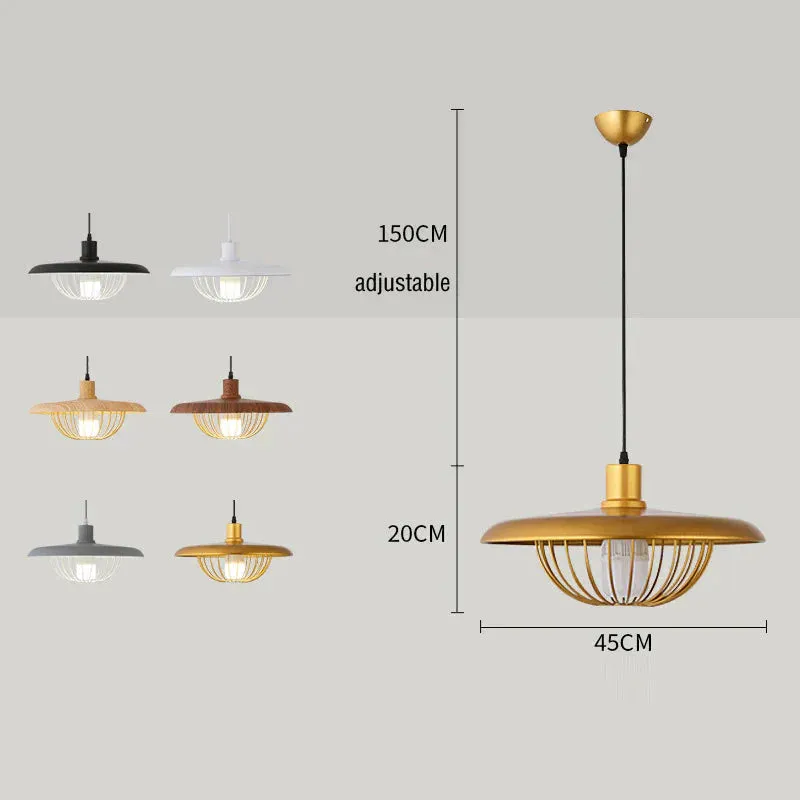 Creative Wood-colored Flying Saucer Chandeliers