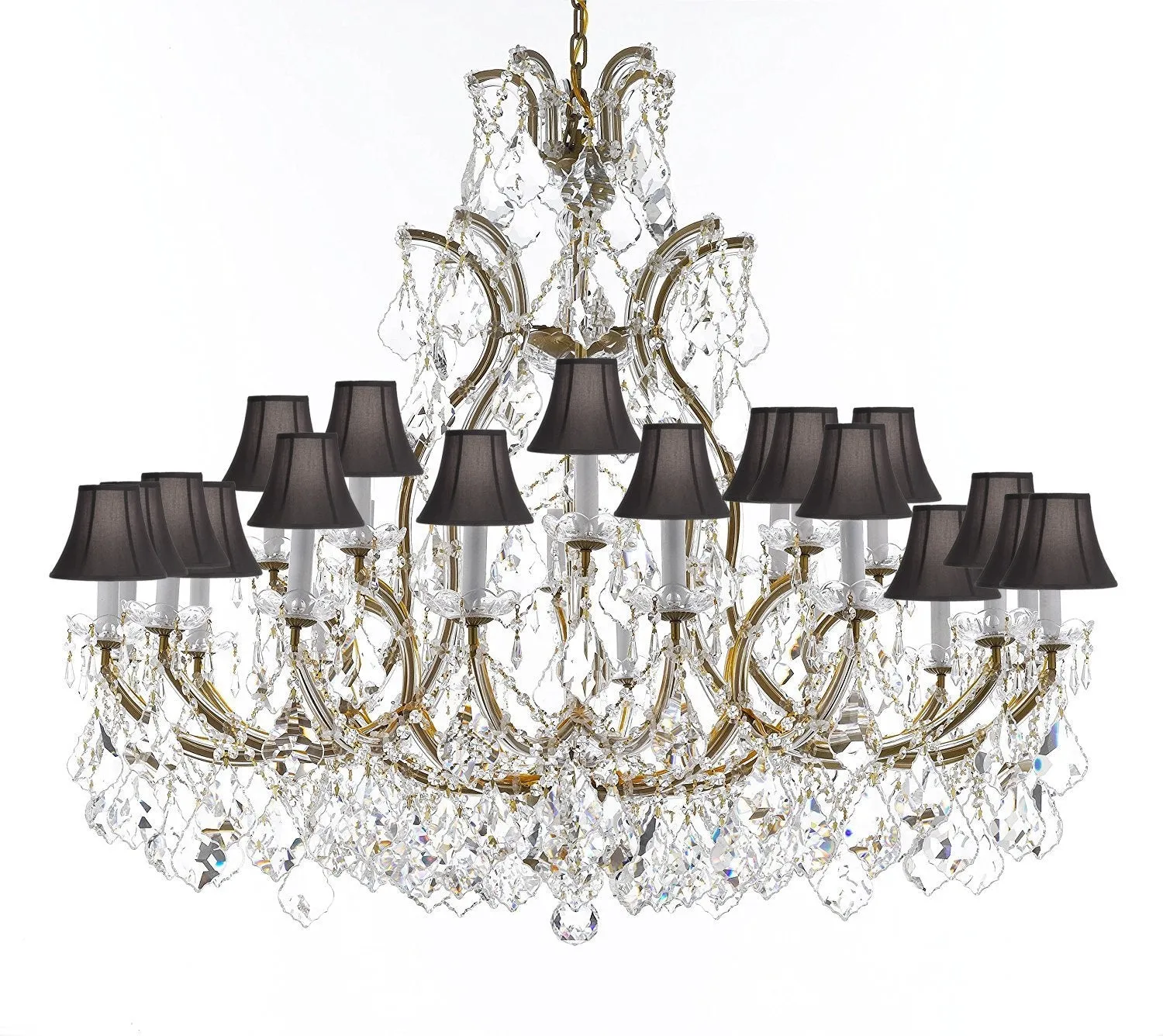 Crystal Chandelier Lighting Chandeliers H41" X W46" Great for the Foyer, Entry Way, Living Room, Family Room and More w/Black Shades - A83-B62/BLACKSHADES/52/2MT/24 1