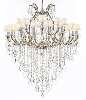 Crystal Chandelier Lighting Chandeliers H59" X W46" Great for The Foyer, Entry Way, Living Room, Family Room and More! w/White Shades - A83-B12/WHITESHADES/2MT/24 1