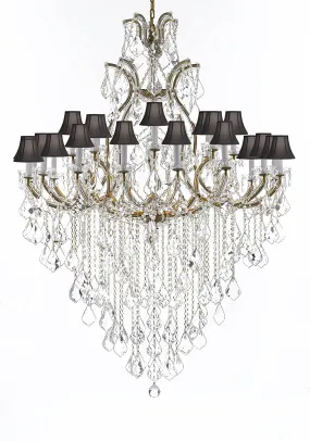 Crystal Chandelier Lighting Chandeliers H65" X W46" Great for the Foyer, Entry Way, Living Room, Family Room and More w/Black Shades - A83-B12/BLACKSHADES/52/2MT/24 1