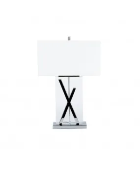 Crystal Rectangle Table Lamp - Lighting - X Shape Chrome 27 inch