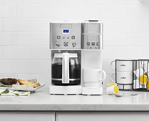 Cuisinart SS-15W Maker Coffee Center 12-Cup Coffeemaker and Single-Serve Brewer, White Stainless Steel