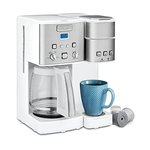 Cuisinart SS-15W Maker Coffee Center 12-Cup Coffeemaker and Single-Serve Brewer, White Stainless Steel