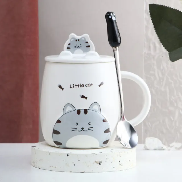 Cute Cartoon Kitty Mug Set