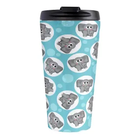 Cute Turquoise Elephant Pattern Travel Mug