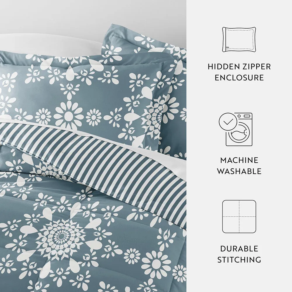 Daisy Medallion Reversible Down-Alternative Comforter Set