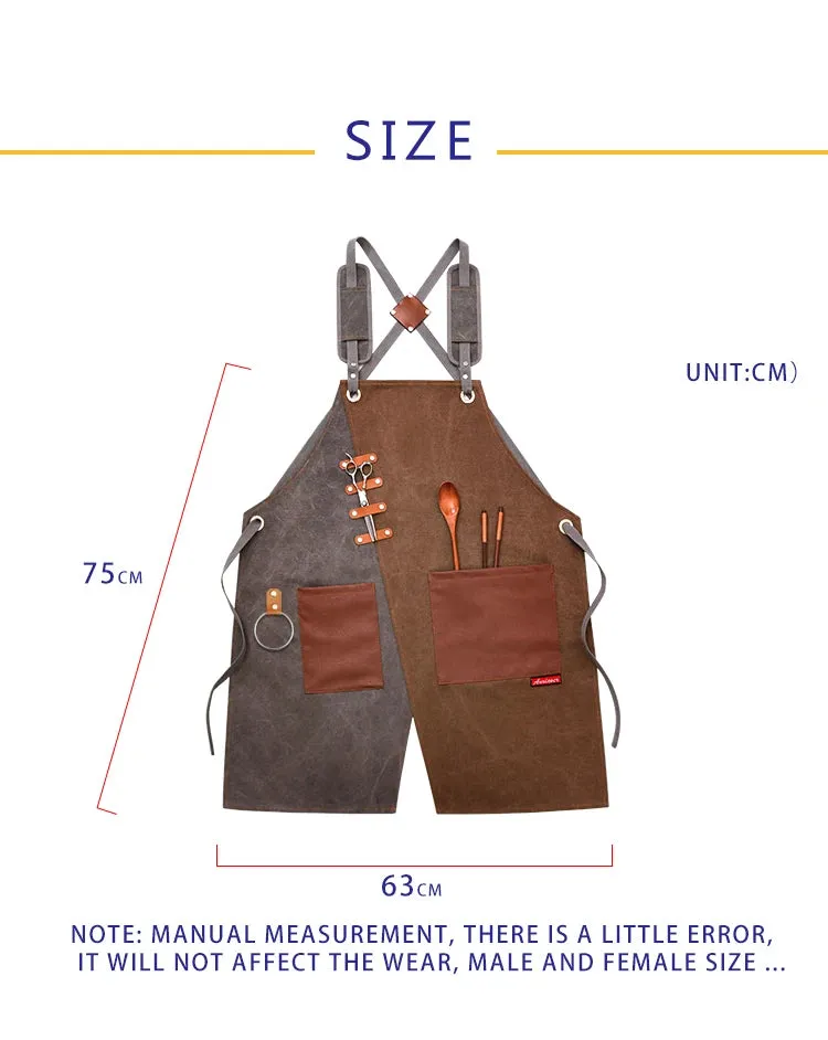 Denim Canvas Apron,  Cross Back Adjustable Apron with Pockets , Kitchen Cooking Baking Bib Apron.