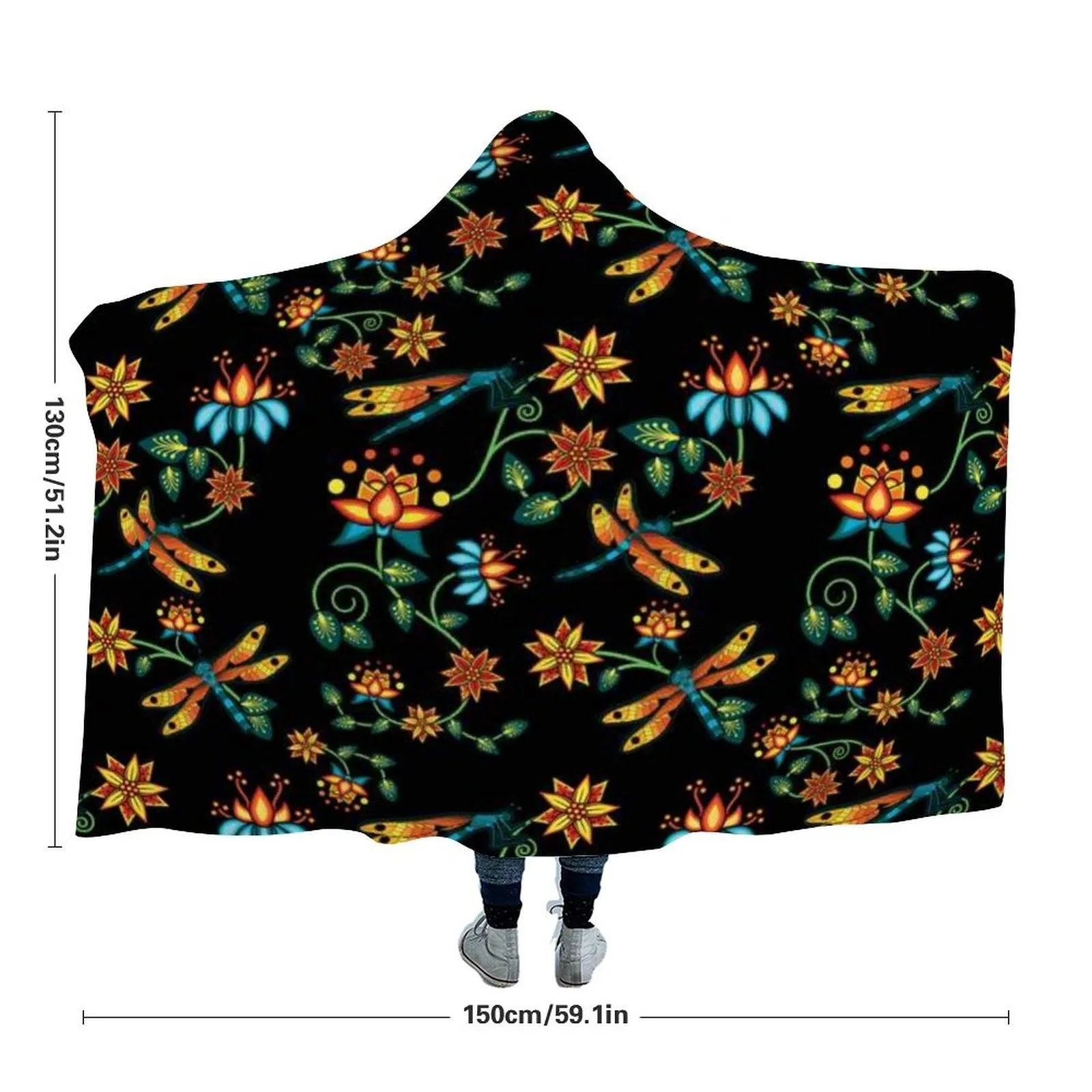 Dragon Lily Noir Hooded Blanket