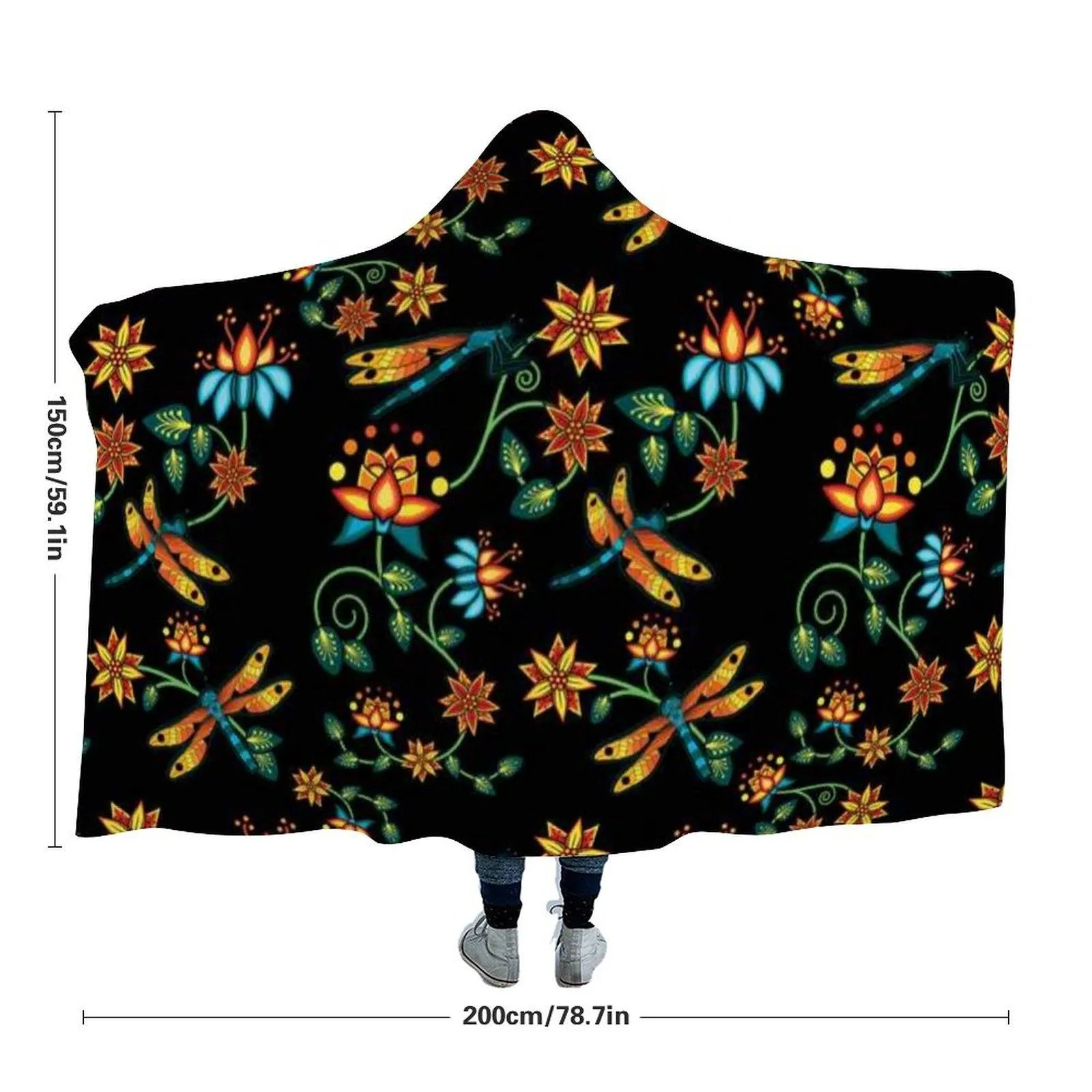 Dragon Lily Noir Hooded Blanket