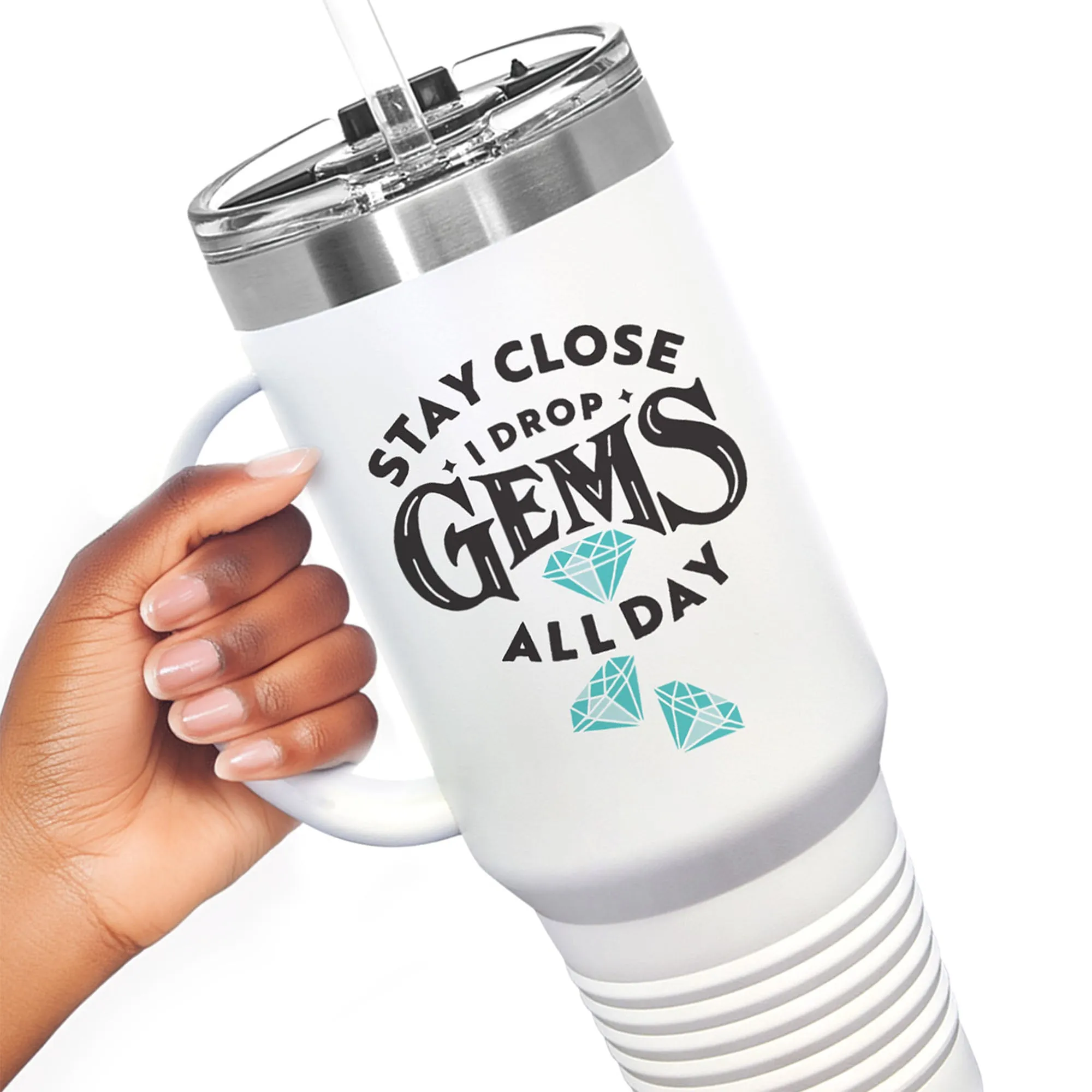 Dropping Gems Insulated Travel Mug, 40oz