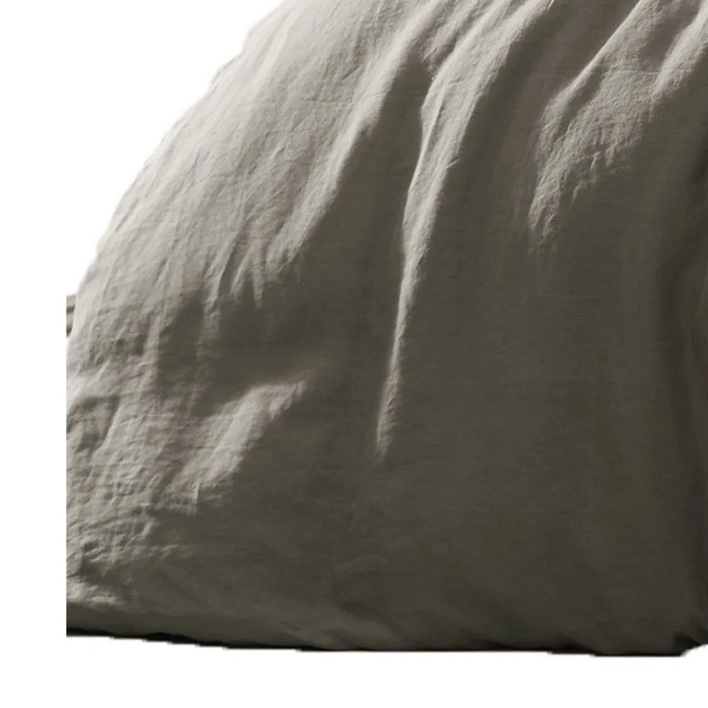 Edge 4 Piece King Size Duvet Comforter Set, Washed Linen, Charcoal Gray By Casagear Home