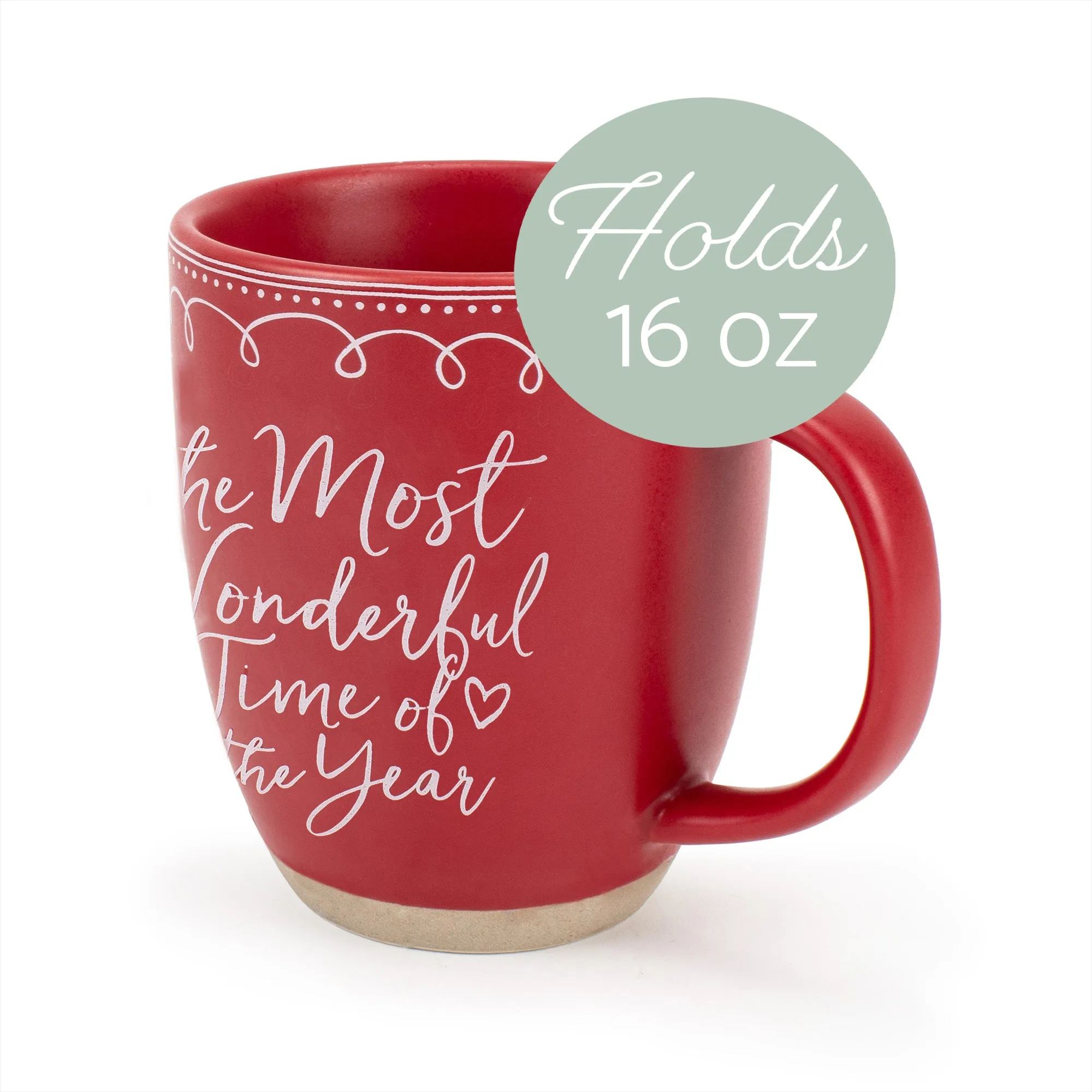 Elanze Designs Assorted Raw Clay Bottom Red 13 ounce Ceramic Christmas Coffee Mugs Set of 4