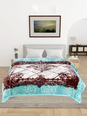 ELSTONE Home Cloudy Super Soft Fabric Floral Printed HeavyDuty Luxury Ultra 2 Ply Double Blanket for Winters with English Colors & Stylish Bag Packing Color#10