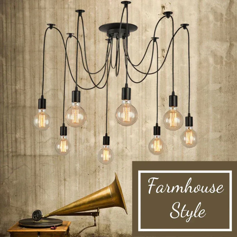 Farmhouse Chandeliers Edison Light Bulb Pendant Lights Rustic Light Fixtures