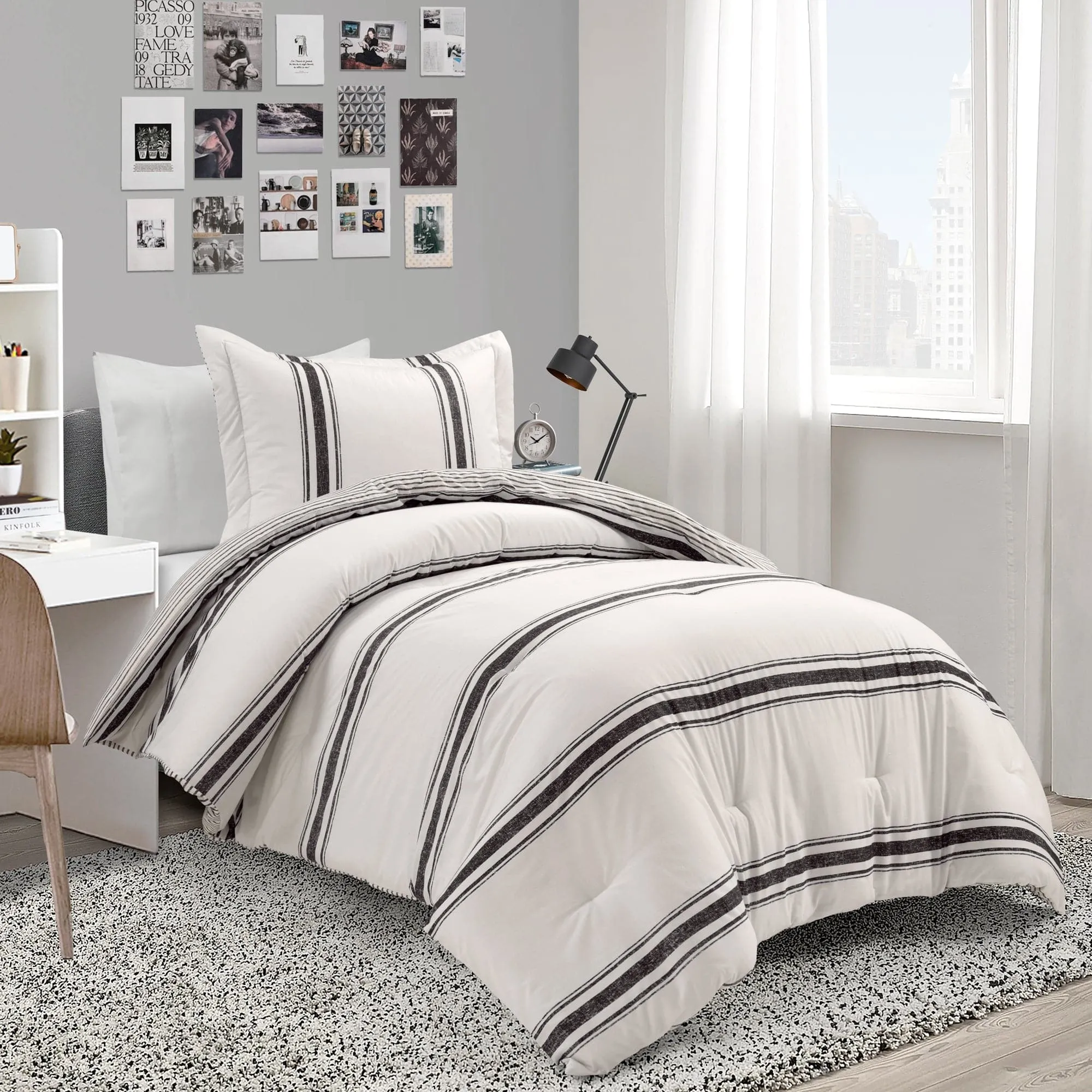 Farmhouse Stripe Reversible Comforter Set