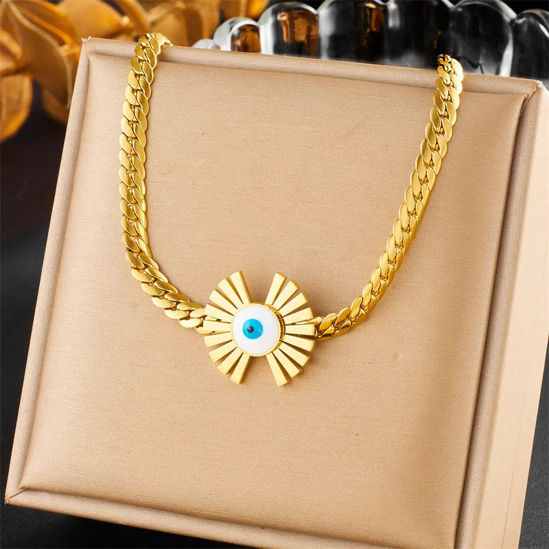 Fashion Fan-Shape Twisted Stainless Steel Electroplating Necklaces