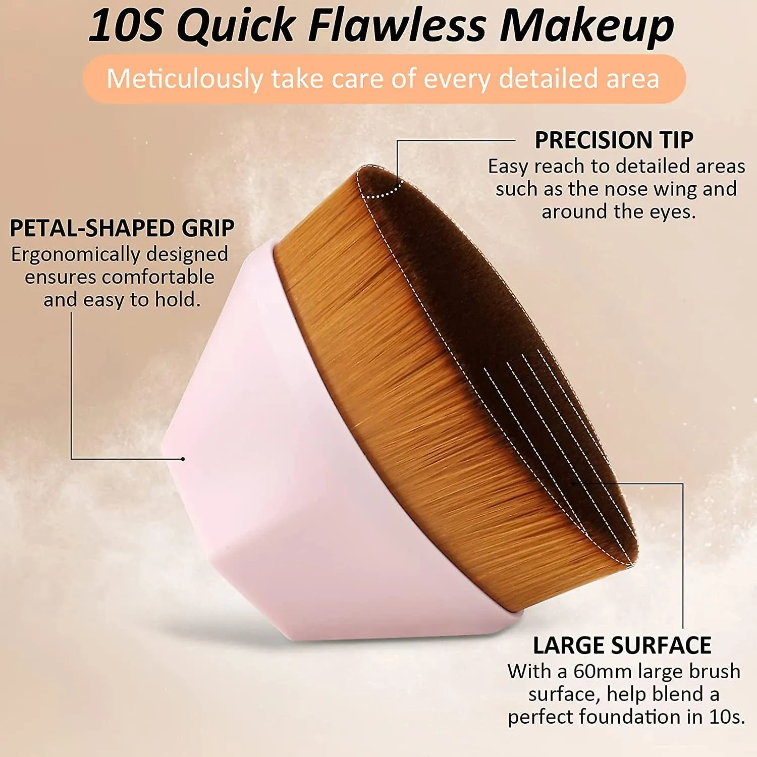 Flawless Makeup Brush, Face Blush Foundation Brush for Blending Liquid, Cream or Powder