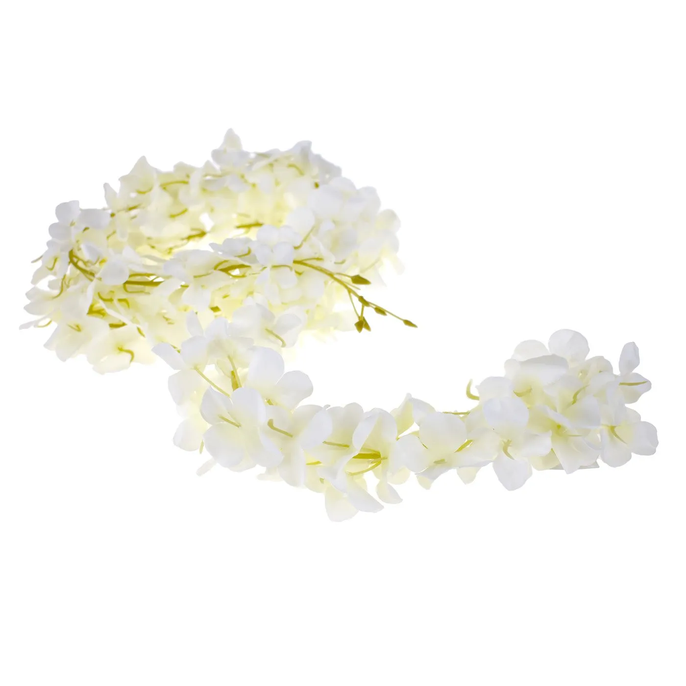 Floral Hanging Hydrangea Lei Garland, 60-Inch, Cream White