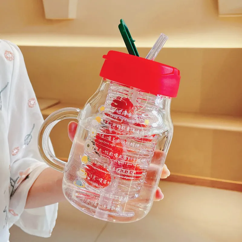 Fruitful Water on The Go Glass Cups w/ Straws - 800 ml