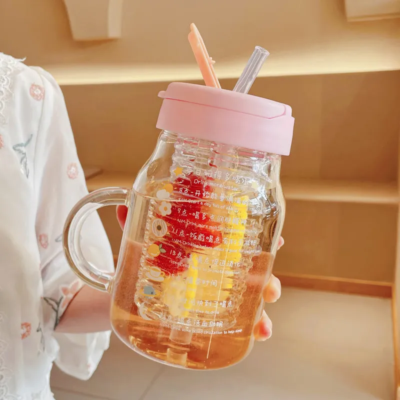 Fruitful Water on The Go Glass Cups w/ Straws - 800 ml