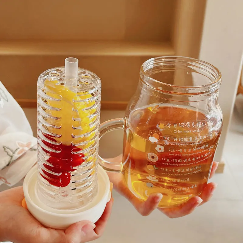 Fruitful Water on The Go Glass Cups w/ Straws - 800 ml